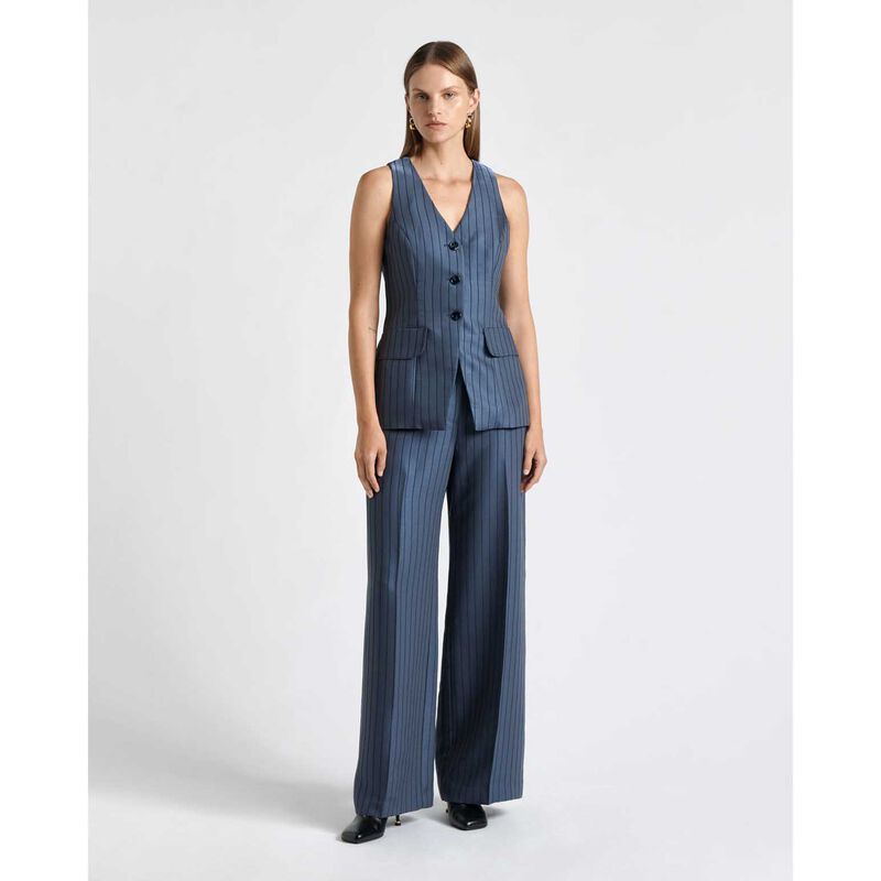 Cue European Viscose Stripe Wide Leg Pant image number 3